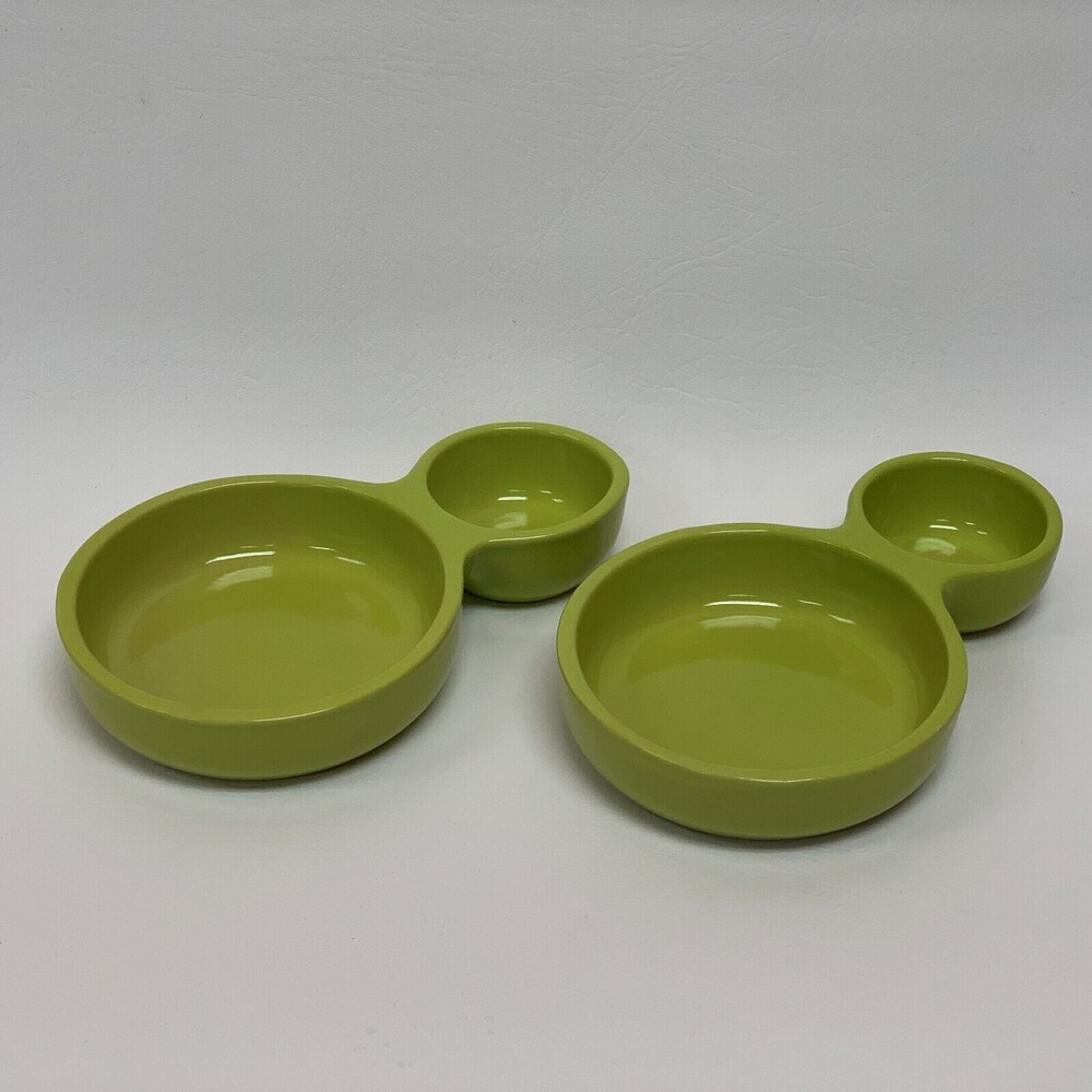 Vintage P172 D23 Chip N‎ Dip Divided Dishes Bowls Green Lot of 2